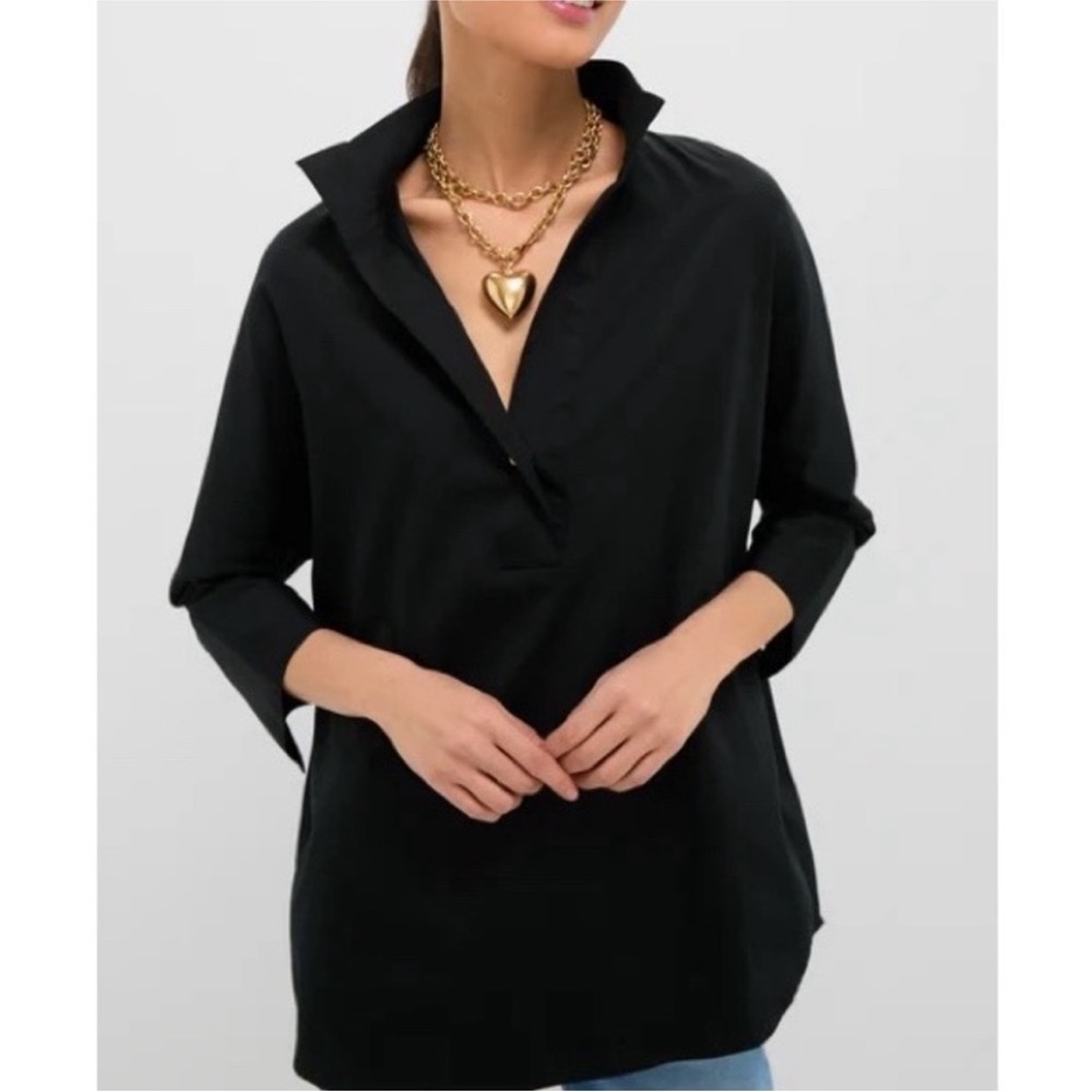 Tuckernuck Black V-Neck Collared Tunic